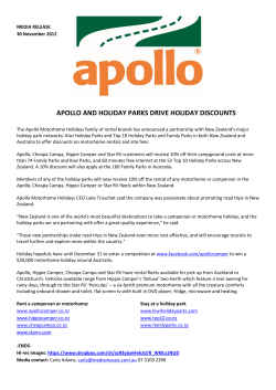 APOLLO AND HOLIDAY PARKS DRIVE HOLIDAY DISCOUNTS