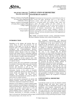 APPLICATION OF BIOMETRIC SYSTEMS IN SAFETY