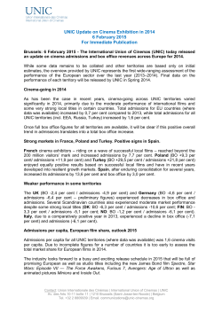 UNIC Update on Cinema Exhibition in 2014 6 February