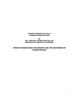 BUDGET DEBATE 2015-2016 OPENING PRESENTATION By DR