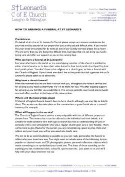 HOW TO ARRANGE A FUNERAL AT ST LEONARD`S Condolences