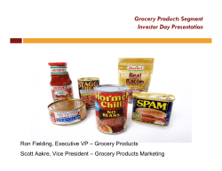 Grocery Products Segment Investor Day Presentation