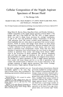Cellular Composition of the Nipple Aspirate Specimen of Breast Fluid