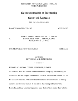 Commonwealth of Kentucky Court of Appeals