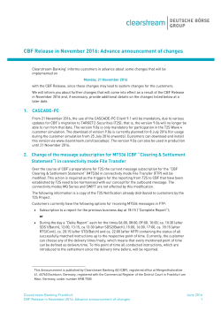 CBF Release in November 2016: Advance