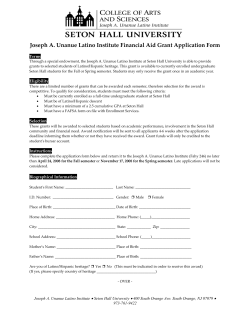 Joseph A. Unanue Latino Institute Financial Aid Grant Application