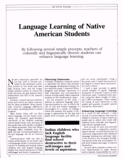Language Learning of Native American Students