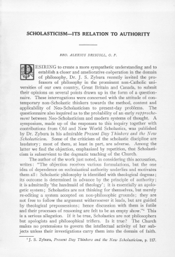 Scholasticism - Its Relation to Authority