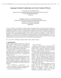 Isopropyl Alcohol Combustion on Ferrite Catalyst NiFe2O4
