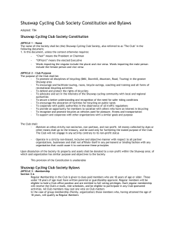 Shuswap Cycling Club Society Constitution and Bylaws