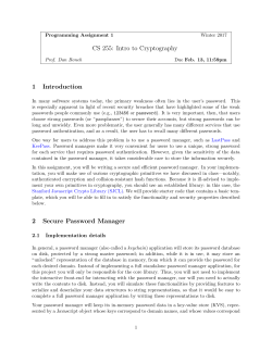 CS 255: Intro to Cryptography 1 Introduction 2 Secure Password