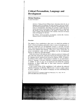 Critical Personalism, Language and Development
