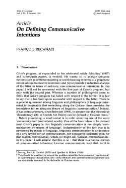 On Defining Communicative Intentions