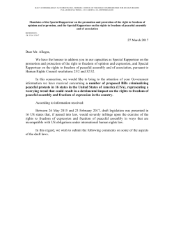 27 March 2017 Dear Mr. Allegra, We have the honour to address