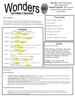 Focus Areas Vocabulary Spelling