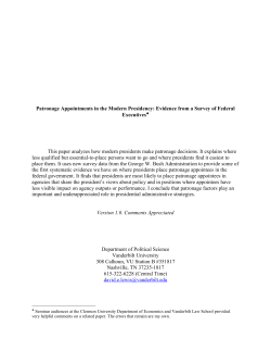 Patronage Appointments in the Modern Presidency