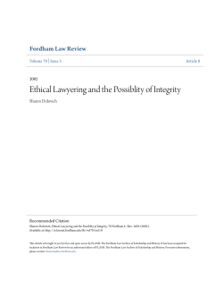Ethical Lawyering and the Possiblity of Integrity