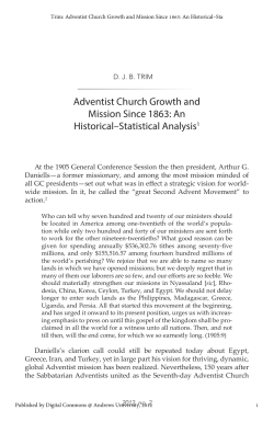 Adventist Church Growth and Mission Since 1863