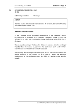 Section 7.2- Page 1 7.2 OCTOBER COUNCIL MEETING DATE
