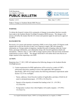 Public Bulletin No. LA13 regarding Changes to