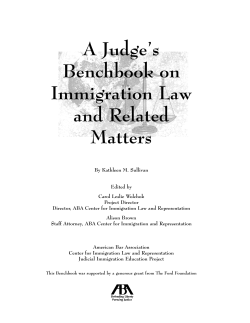 A Judge`s Benchbook on Immigration Law and Related Matters