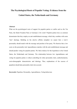 The Psychological Roots of Populist Voting: Evidence