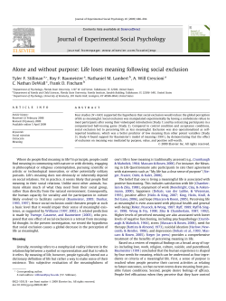 Alone and without purpose: Life loses meaning