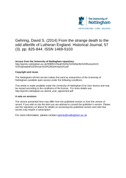 Gehring, David S. (2014) From the strange death to the odd afterlife