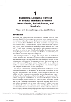 1. Explaining Aboriginal Turnout in Federal Elections: Evidence from