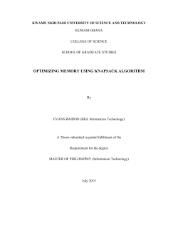 OPTIMIZING MEMORY USING KNAPSACK ALGORITHM