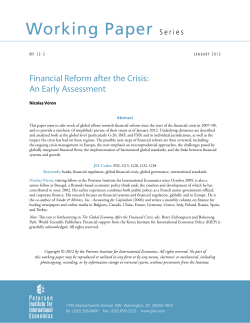 Financial Reform after the Crisis - Peterson Institute for International