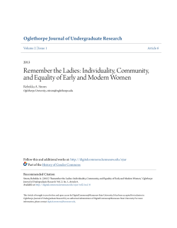Individuality, Community, and Equality of Early and Modern Women
