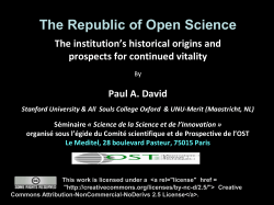 Sustaining the `Open Science` Revolution The Advancement of