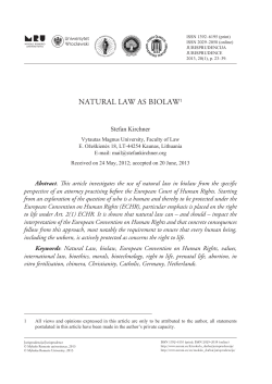 NATURAL LAW AS BIOLAW1