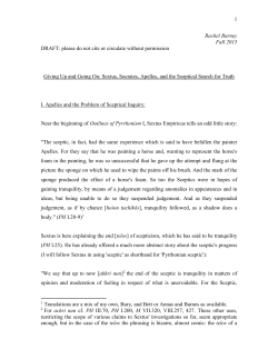 Giving Up and Going On: Sextus, Socrates, Apelles and the Sceptical