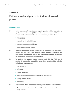 Evidence and analysis on indicators of market power