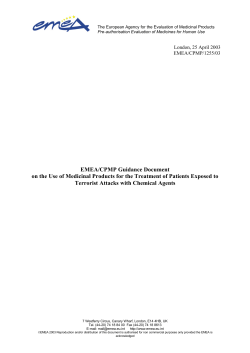 Medicinal treatment against Chemical threats