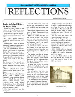 March - April 2013 - Marshall County Historical Society