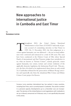New approaches to international justice in Cambodia and East Timor
