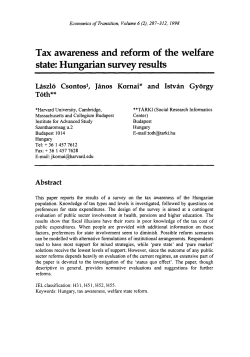 Tax awareness and reform of the welfare state: Hungarian survey