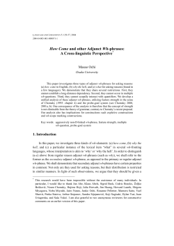 How Come and other Adjunct Wh-phrases: A Cross