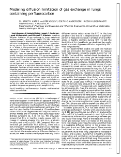 Modeling diffusion limitation of gas exchange in lungs containing