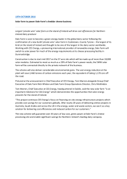 19TH OCTOBER 2016 Solar farm to power Dale Farm`s cheddar