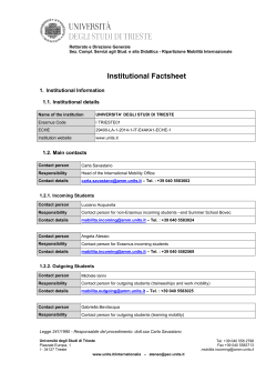 Institutional Factsheet - Universit&agrave; degli Studi di Trieste