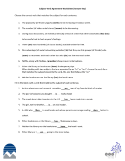 Subject Verb Agreement Practice Answer Key