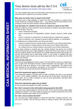 CAA M EDICA L IN FORMA TION SHEET