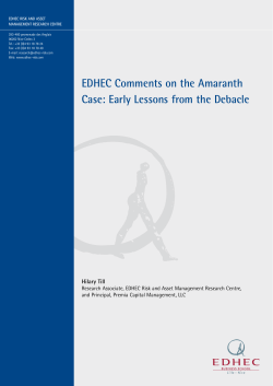 EDHEC Comments on the Amaranth Case - EDHEC