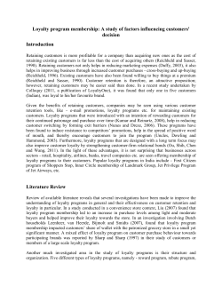 Loyalty program membership: A study of factors influencing