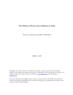 The Politics of Power Sector Reform in India