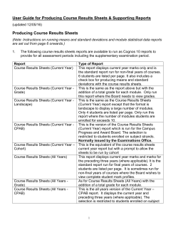 Producing Course Results Sheets and Supporting Reports